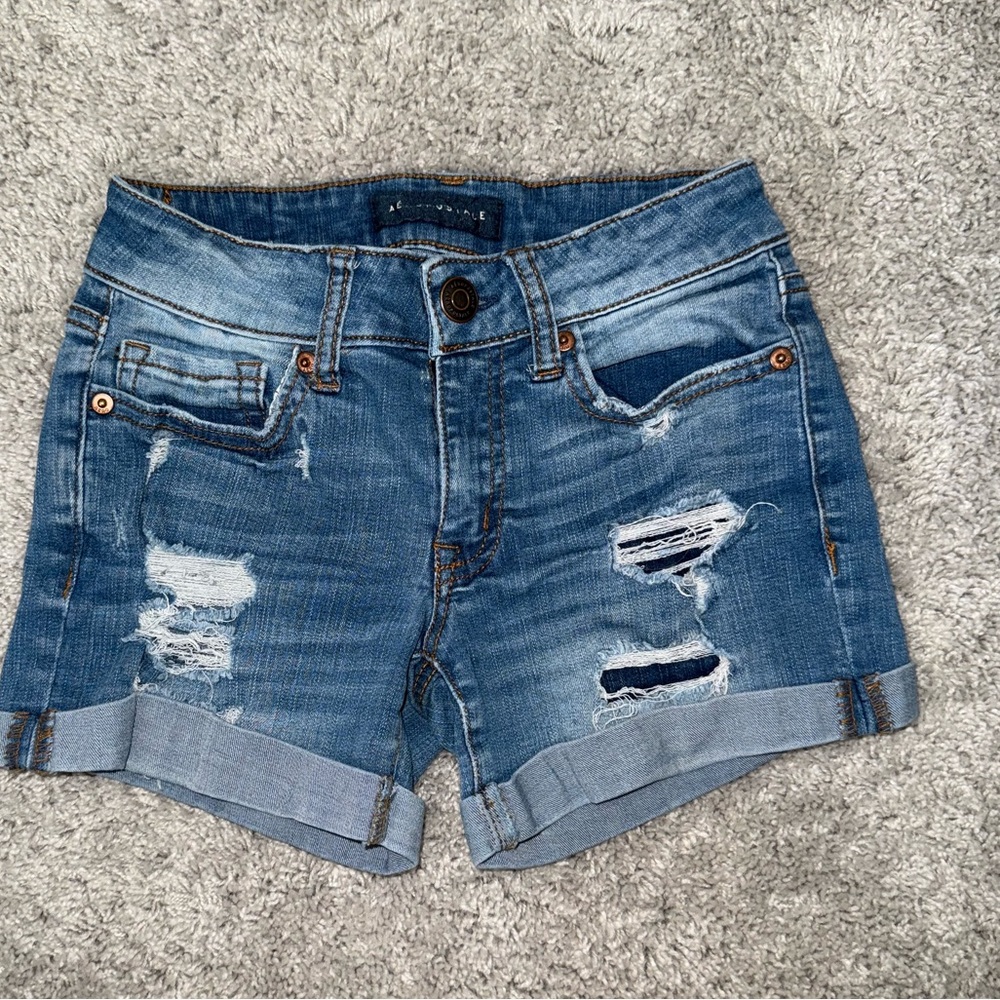 Aeropostale Blue Distressed Jean Shorts